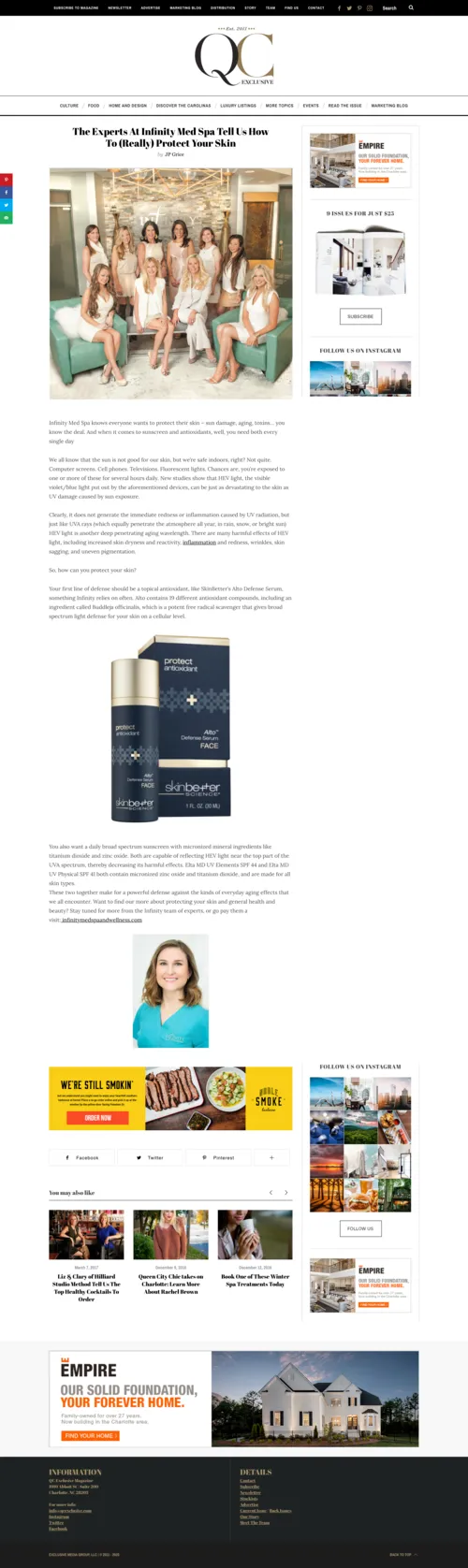 The Experts At Infinity Med Spa Tell Us How To (Really) Protect Your Skin - QC Exclusive
