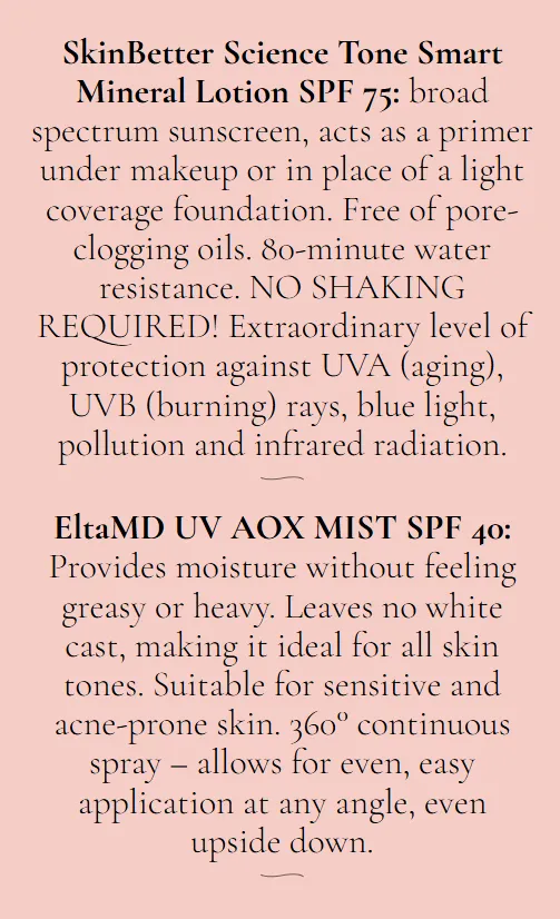 SkinBetter Science Tone Smart Mineral Lotion SPF 75 and EltaMD UV AOX MIST SPF 40 in Charlotte, NC | Infinity Medspa and Wellness